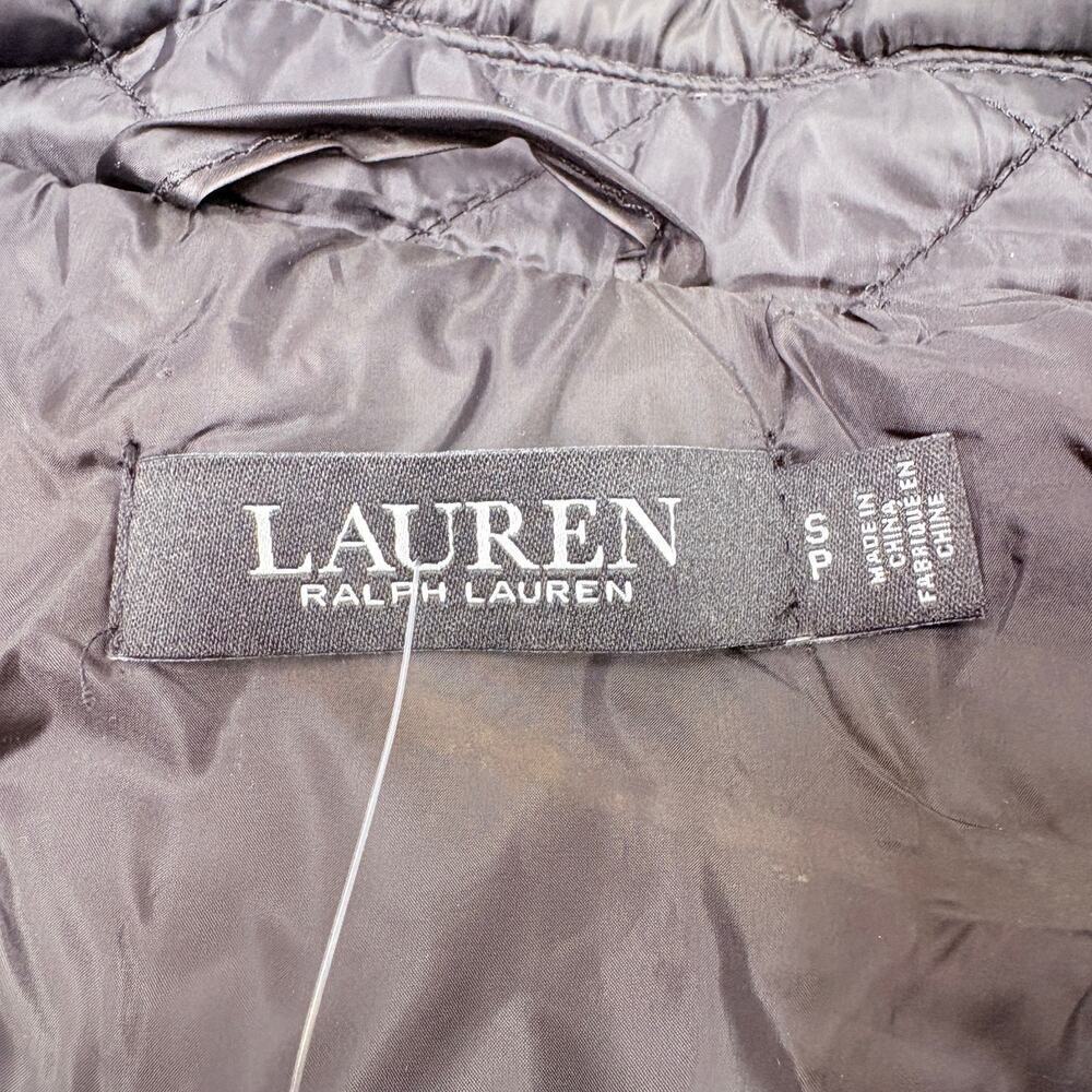 NWT Lauren Ralph Lauren Black Quilted Barn Jacket Gold Snap Equestrian Coat - Picture 9 of 12